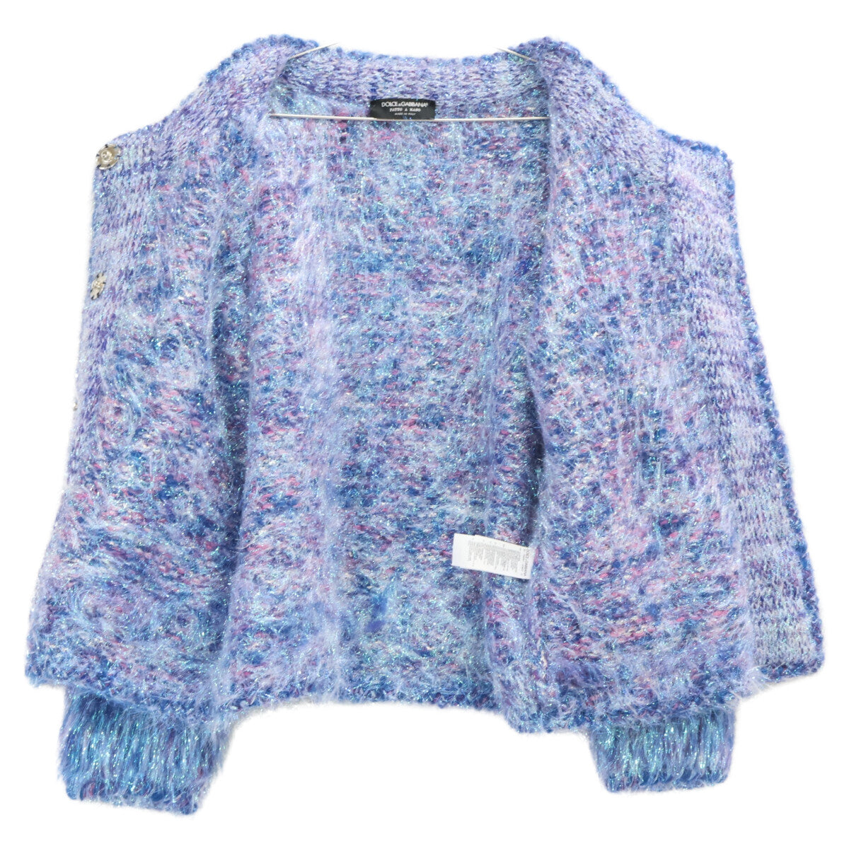 DOLCE&GABBANA ドルチェアンドガッバーナ 【美品/国内正規】FXE84T フェイクパールロゴボタン シャギー ジャケット