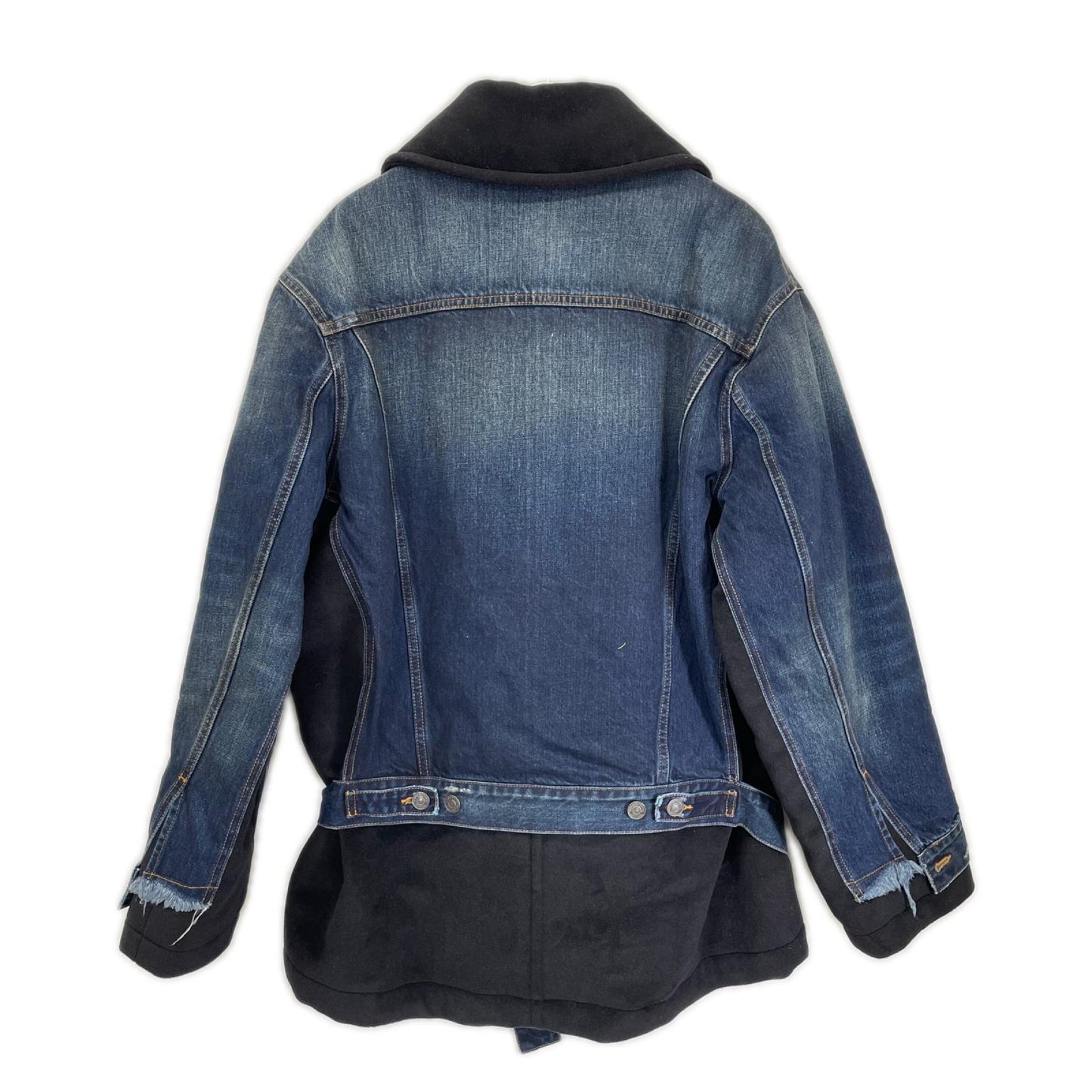 BALENCIAGA バレンシアガ 22FW ルーズフィット ブルーデニム フレイ&パッチワーク クロップドジャケット ジャケット