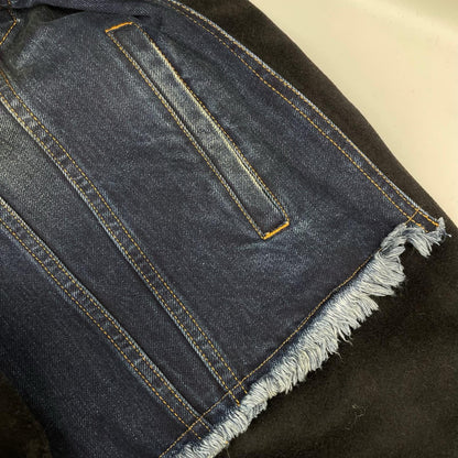 BALENCIAGA バレンシアガ 22FW ルーズフィット ブルーデニム フレイ&パッチワーク クロップドジャケット ジャケット