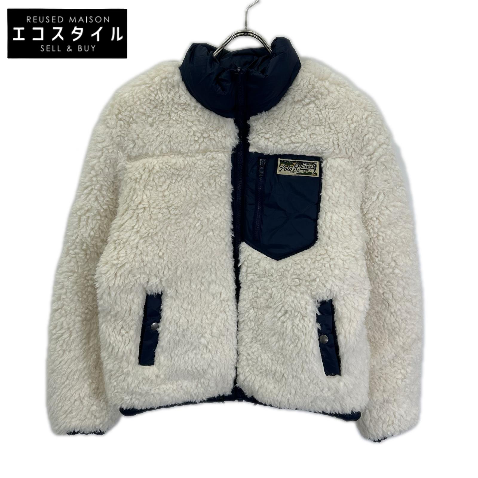 POLObyRalphLauren ポロラルフローレン ブルー×ホワイト リバーシブルボアブルゾン ジャケット