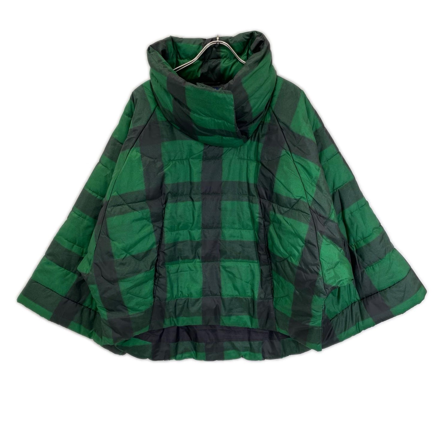 POLObyRalphLauren ポロラルフローレン グリーン×ブラック プラッド キルテッド ポンチョ 中綿プルオーバー ジャケット