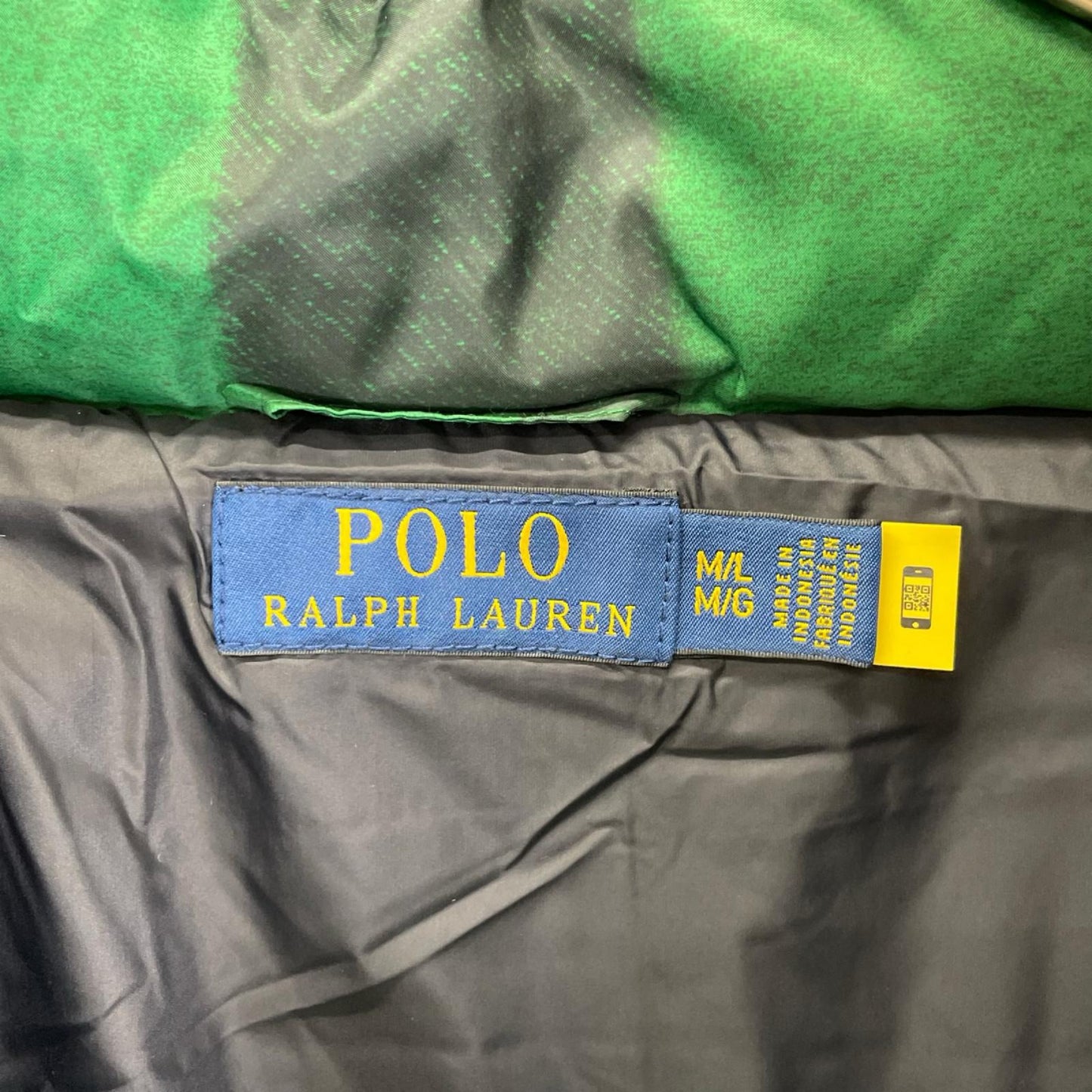 POLObyRalphLauren ポロラルフローレン グリーン×ブラック プラッド キルテッド ポンチョ 中綿プルオーバー ジャケット