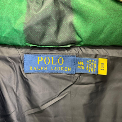 POLObyRalphLauren ポロラルフローレン グリーン×ブラック プラッド キルテッド ポンチョ 中綿プルオーバー ジャケット