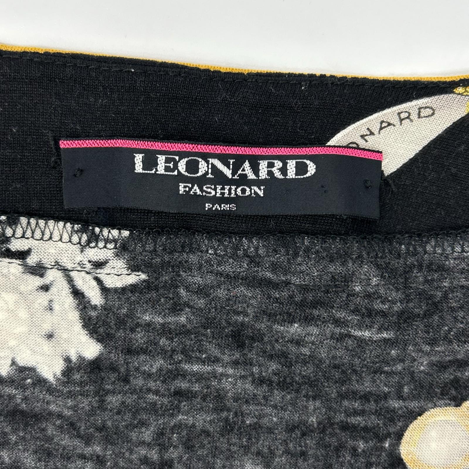 LEONARD レオナール ブラック ジュエリー柄 金ボタン ウール×シルク カーディガンシャツ トップス