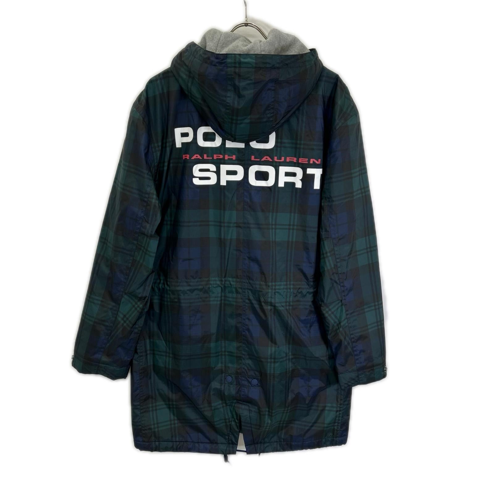PoloSportRalphLauren ポロスポーツラルフローレン グリーン チェック柄 ナイロンモッズーコート コート
