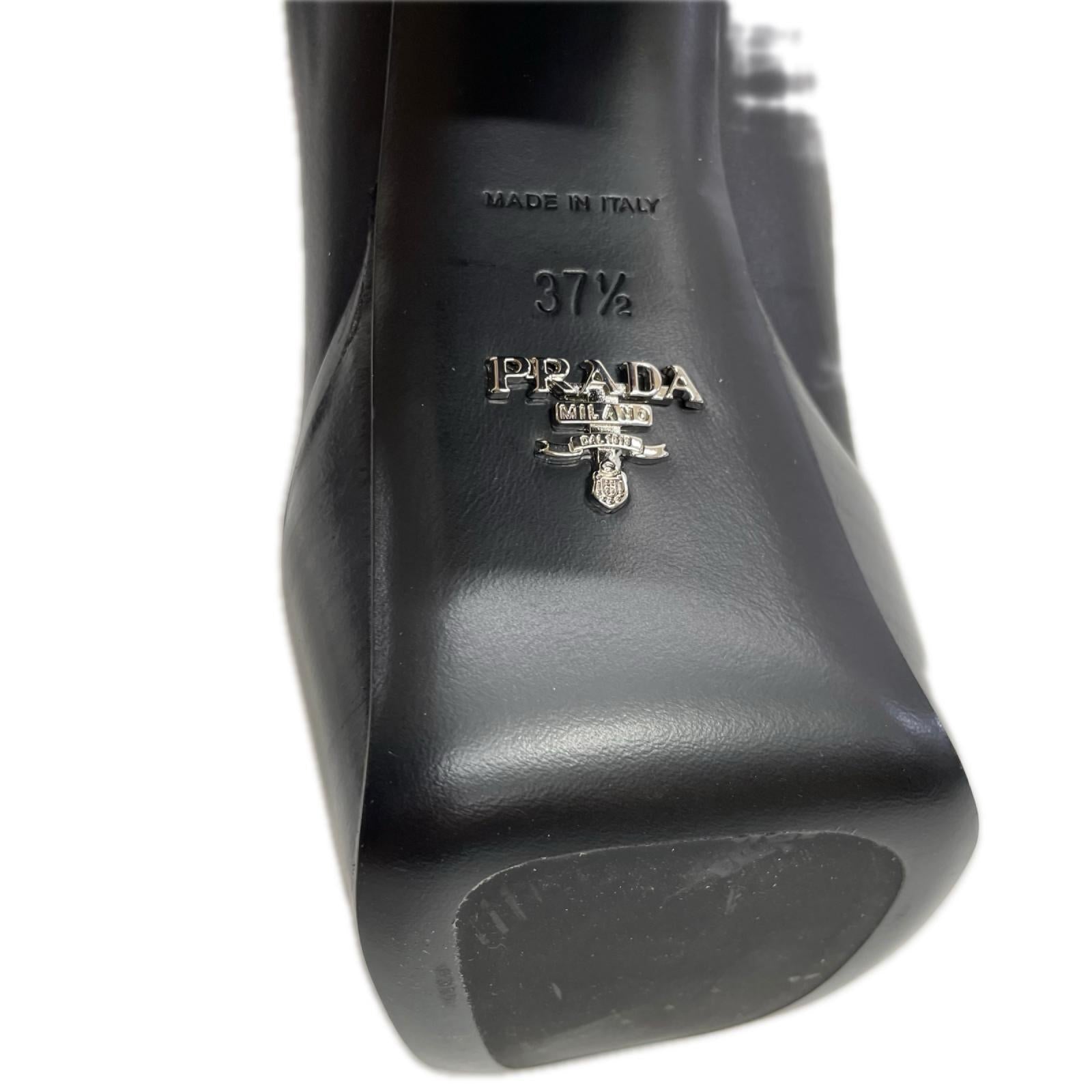 PRADA プラダ レザー チャンキーヒール ニーハイ ブーツ シューズ