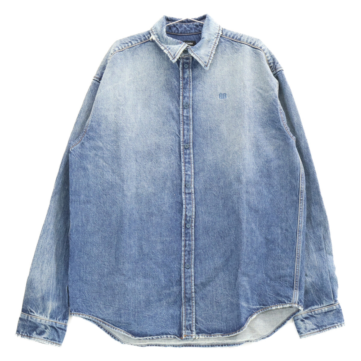 BALENCIAGA バレンシアガ 【新品同様/国内正規】678363 BBロゴ オーバーサイズ デニムシャツ トップス