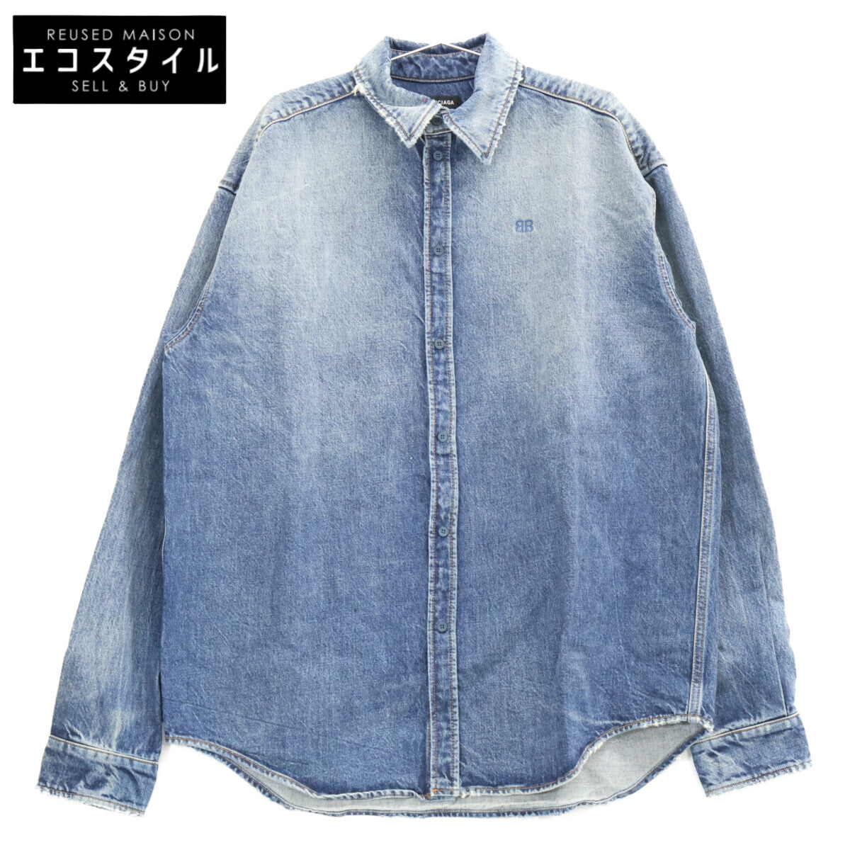 BALENCIAGA バレンシアガ 【新品同様/国内正規】678363 BBロゴ オーバーサイズ デニムシャツ トップス