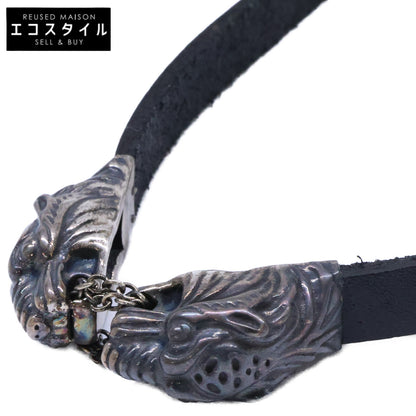 GUCCI グッチ Ag925 ダブル タイガーヘッド レザー チョーカー