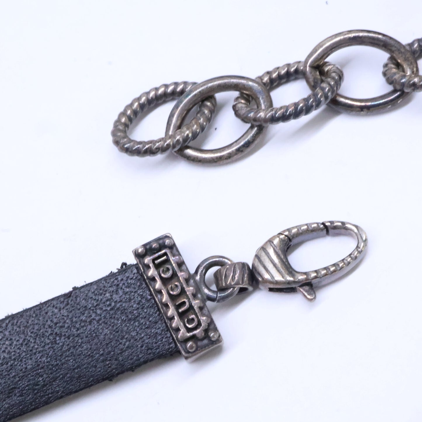 GUCCI グッチ Ag925 ダブル タイガーヘッド レザー チョーカー