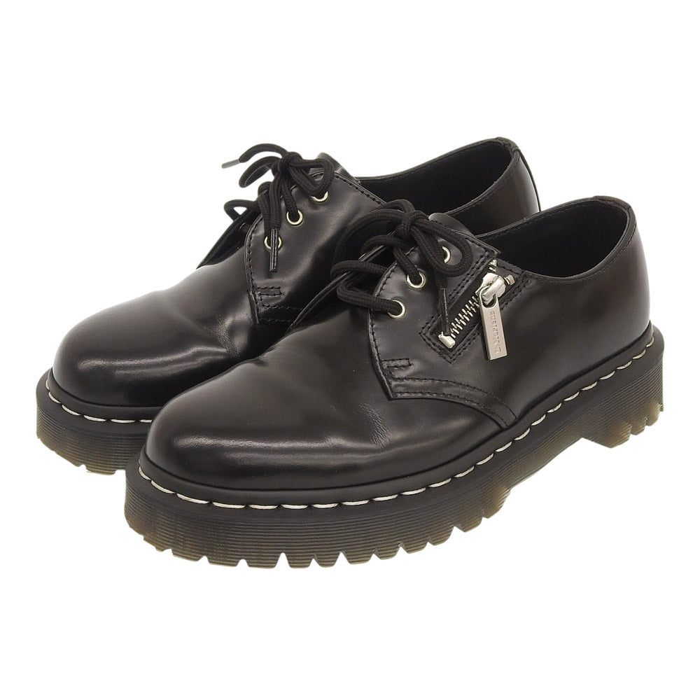 Dr.Martens ドクターマーチン 美品 1461 ジップ ベックス ホワイトステッチ 3 ホール レザー シューズ メンズ ブラック UK6 シューズ