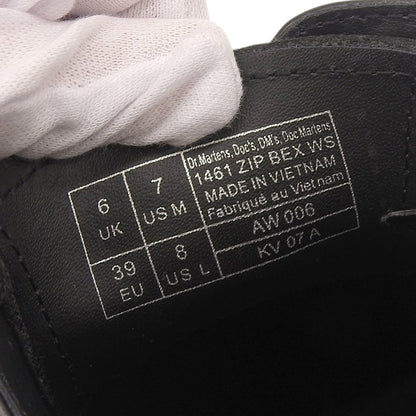Dr.Martens ドクターマーチン 美品 1461 ジップ ベックス ホワイトステッチ 3 ホール レザー シューズ メンズ ブラック UK6 シューズ