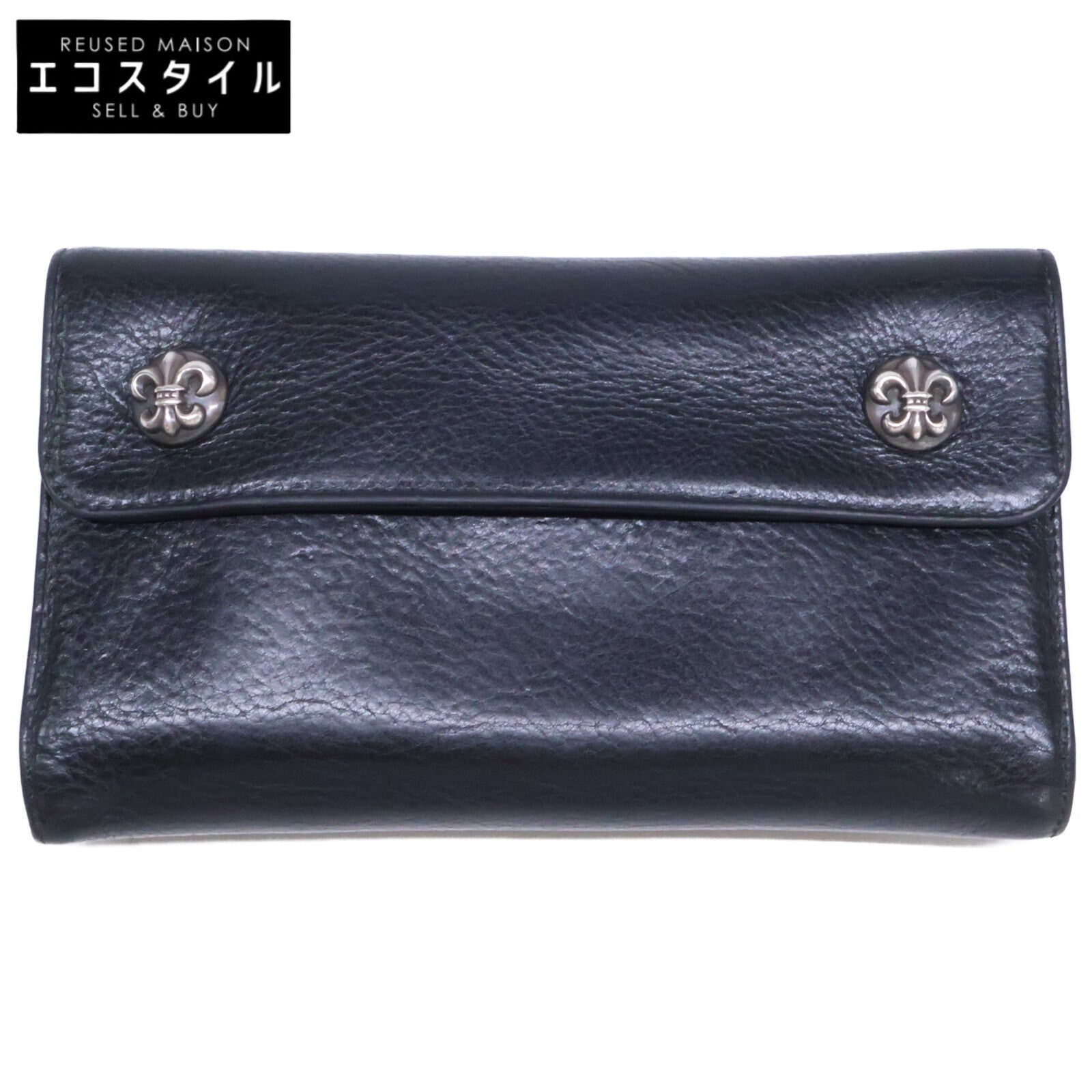 Chrome hearts クロムハーツ WAVE BS FLUER レザーロングウォレット 長財布 長財布（小銭入れあり）