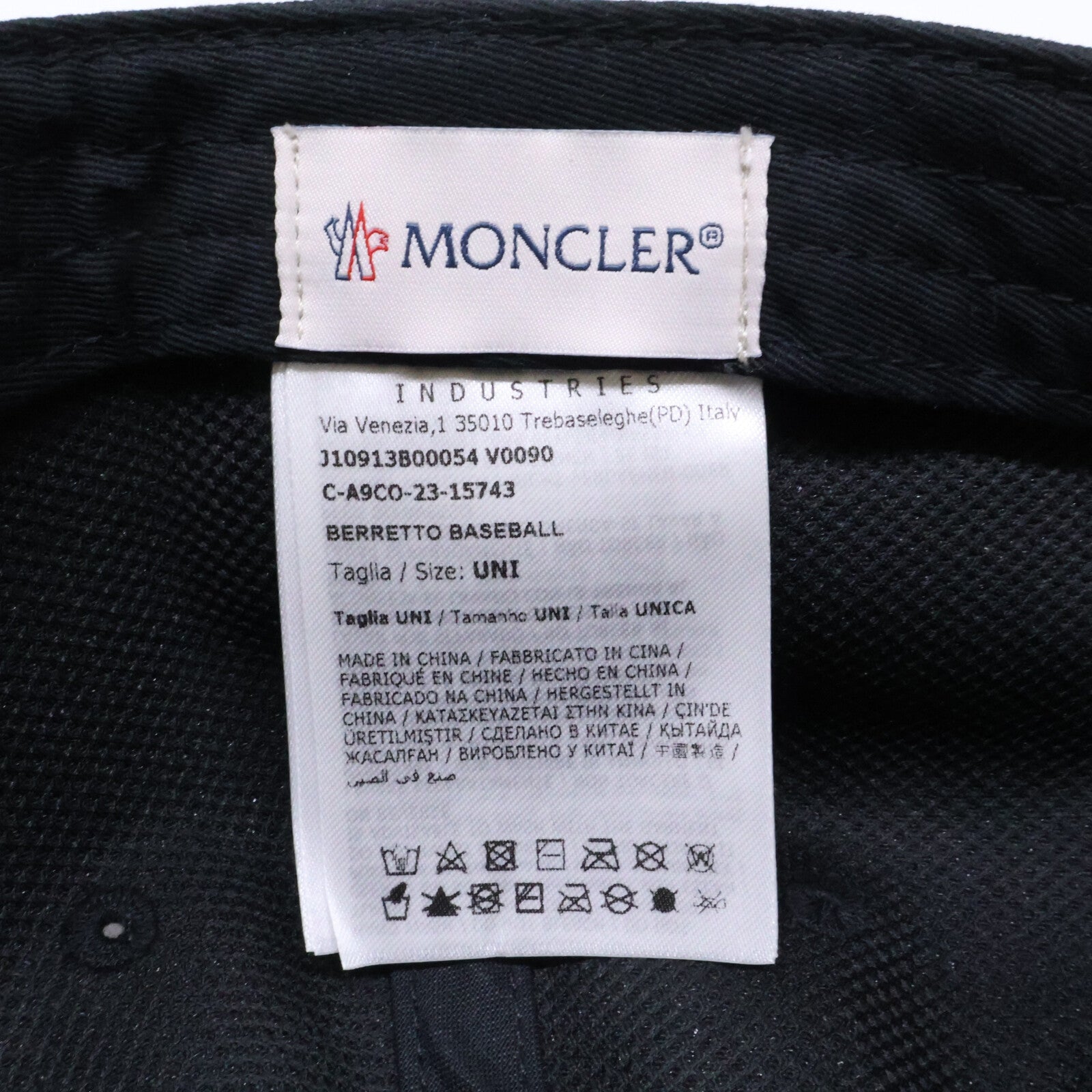 MONCLER モンクレール 【美品/国内正規】23年製 J10913B00054 V0090 BERRETTO BASEBALL ロゴワッペン 6パネル ベースボールキャップ 帽子