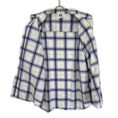 A BATHING APE White Rubber-Patch Check Shirt Top