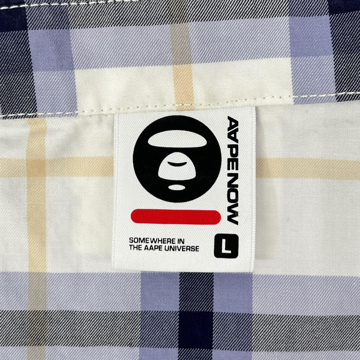 A BATHING APE White Rubber-Patch Check Shirt Top