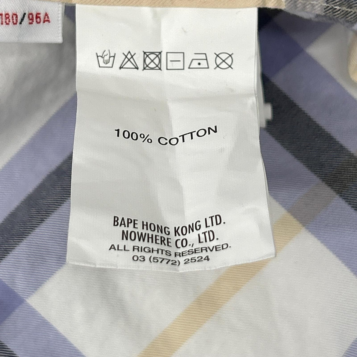 A BATHING APE White Rubber-Patch Check Shirt Top