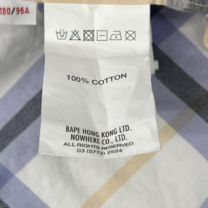 A BATHING APE White Rubber-Patch Check Shirt Top