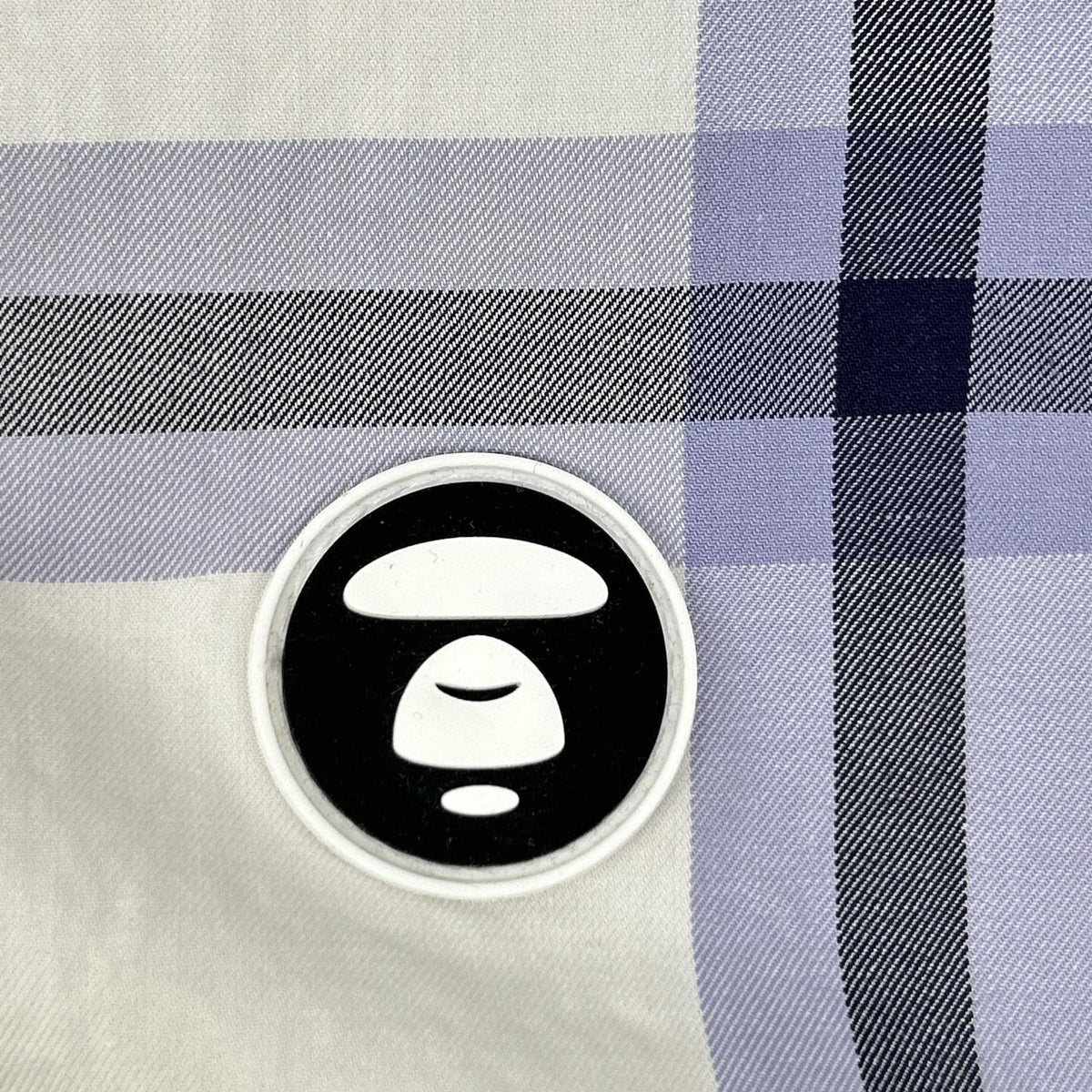 A BATHING APE White Rubber-Patch Check Shirt Top