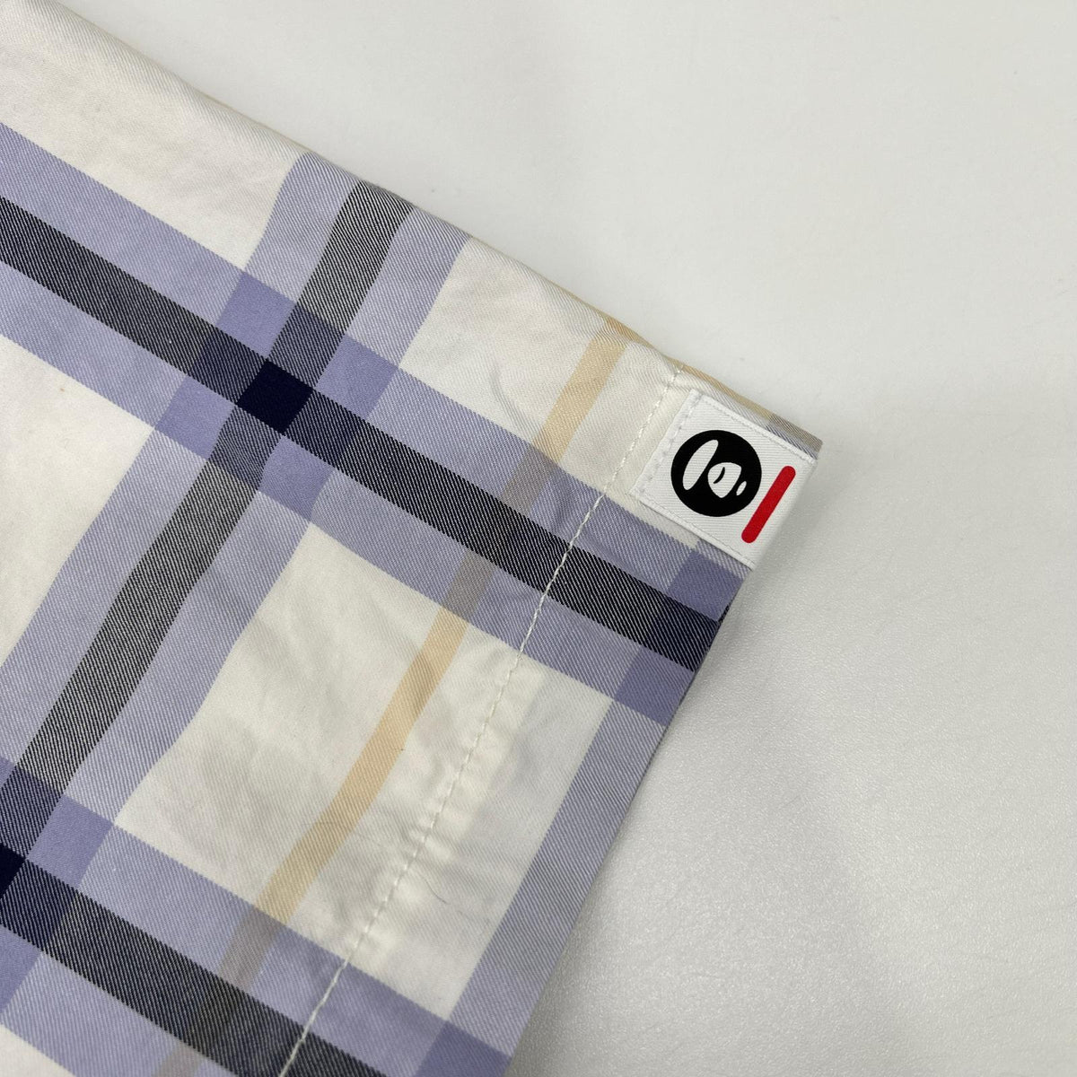 A BATHING APE White Rubber-Patch Check Shirt Top