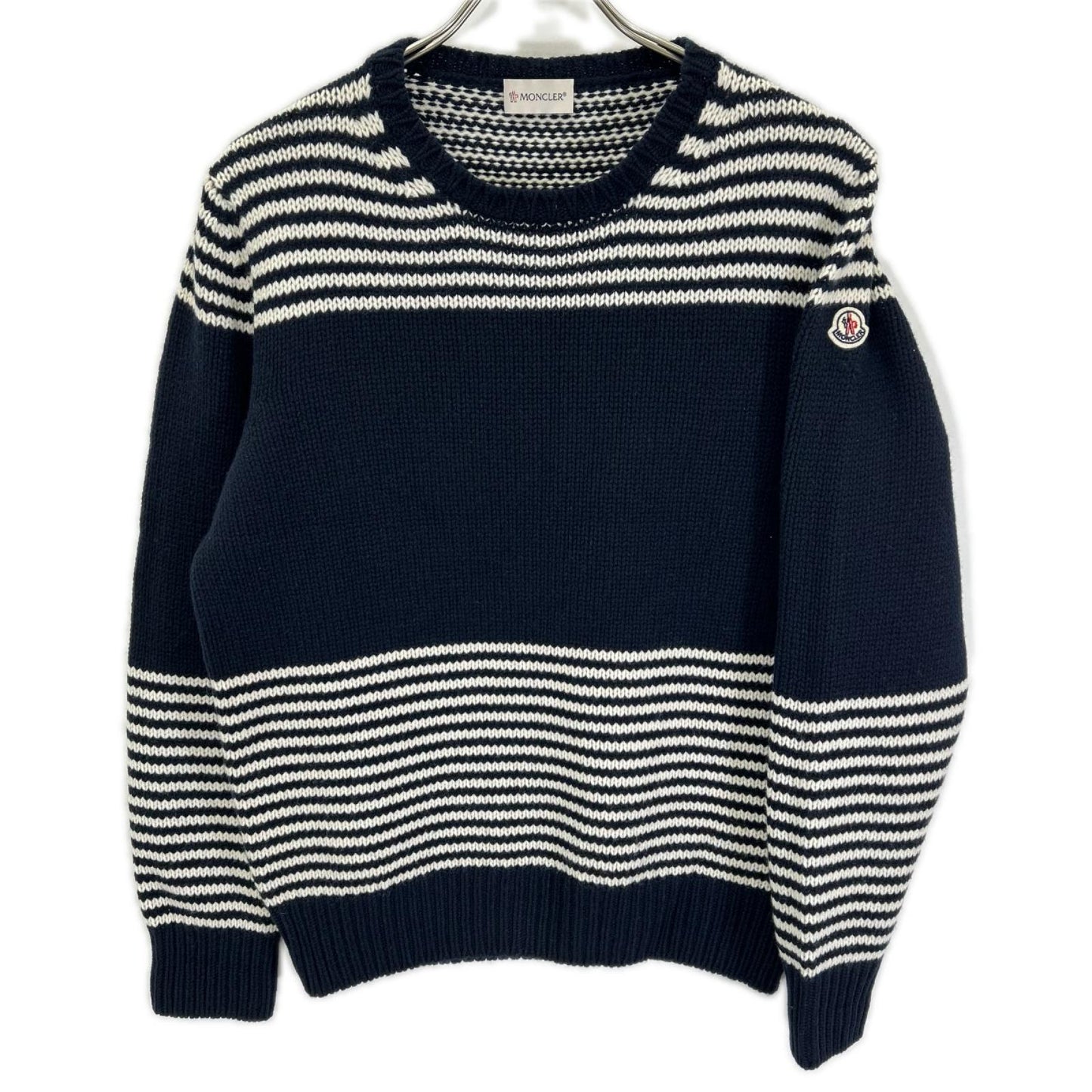 MONCLER モンクレール ネイビー ウールカシミヤ ボーダー MAGLIONE TRICOT セーター トップス