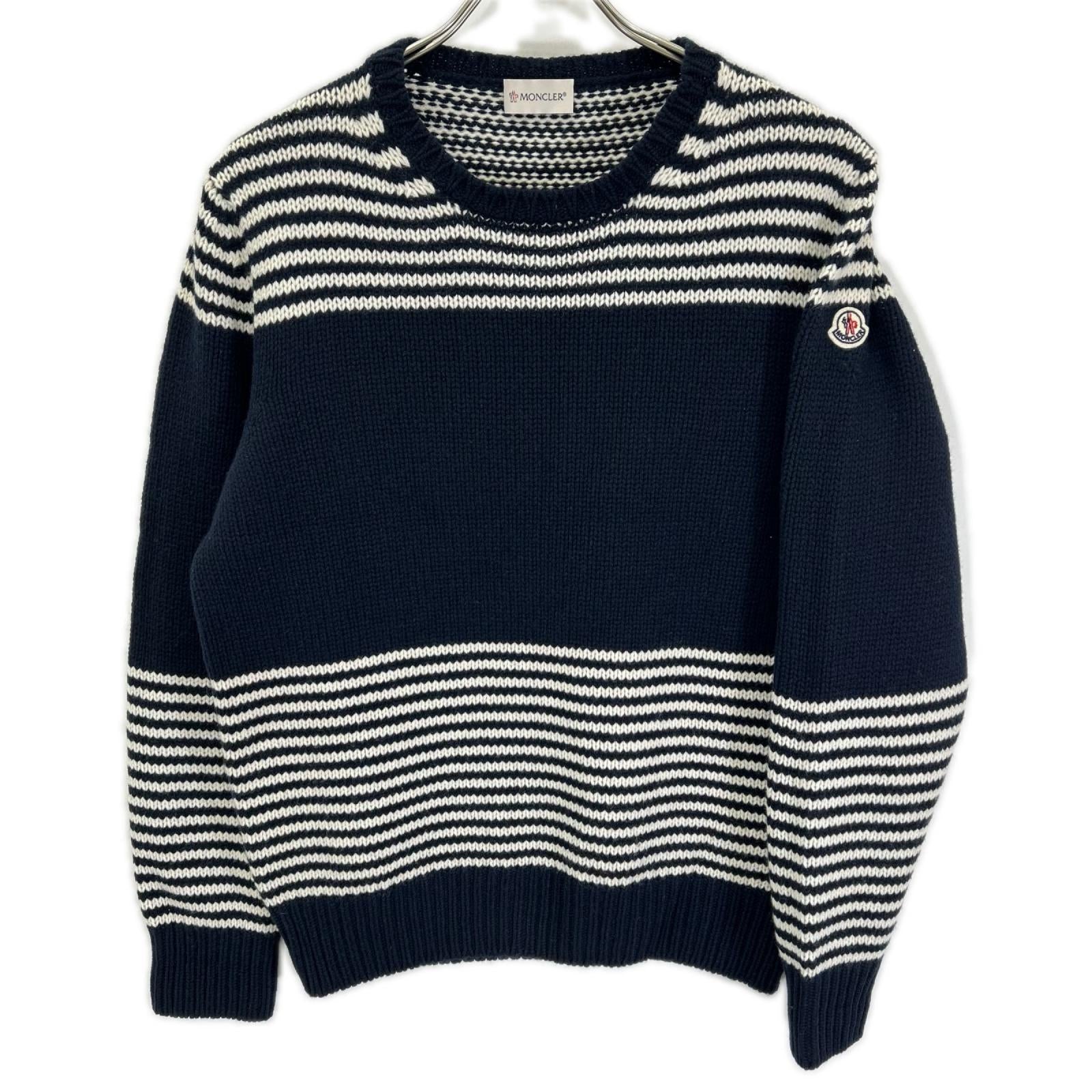 MONCLER モンクレール ネイビー ウールカシミヤ ボーダー MAGLIONE TRICOT セーター トップス