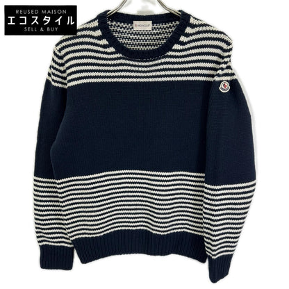 MONCLER モンクレール ネイビー ウールカシミヤ ボーダー MAGLIONE TRICOT セーター トップス