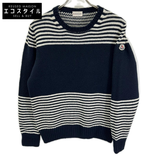 MONCLER モンクレール ネイビー ウールカシミヤ ボーダー MAGLIONE TRICOT セーター トップス