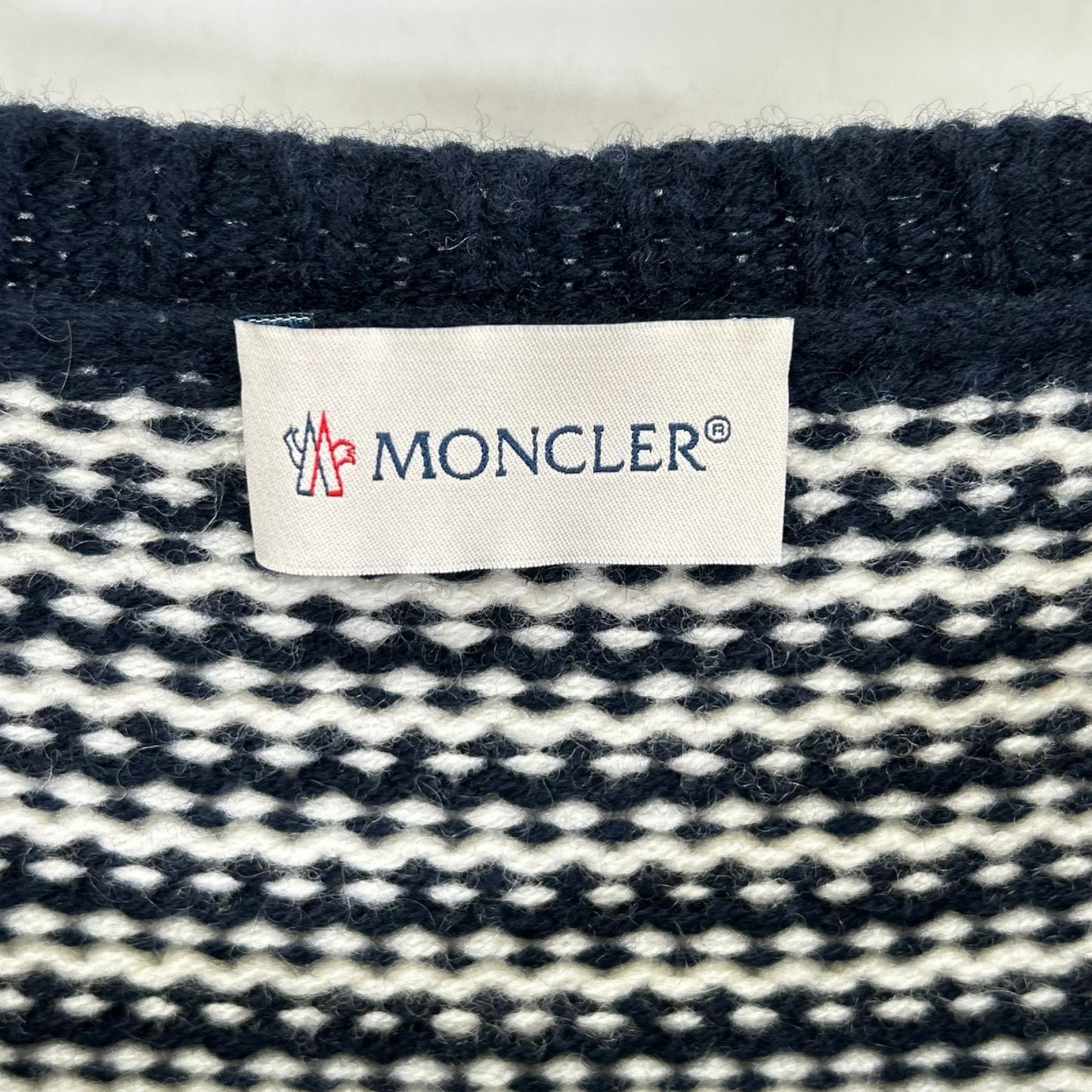 MONCLER モンクレール ネイビー ウールカシミヤ ボーダー MAGLIONE TRICOT セーター トップス