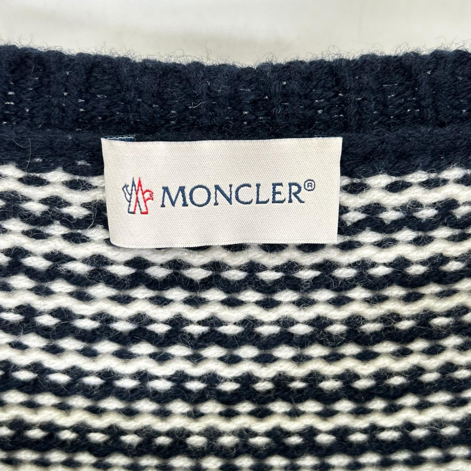 MONCLER モンクレール ネイビー ウールカシミヤ ボーダー MAGLIONE TRICOT セーター トップス