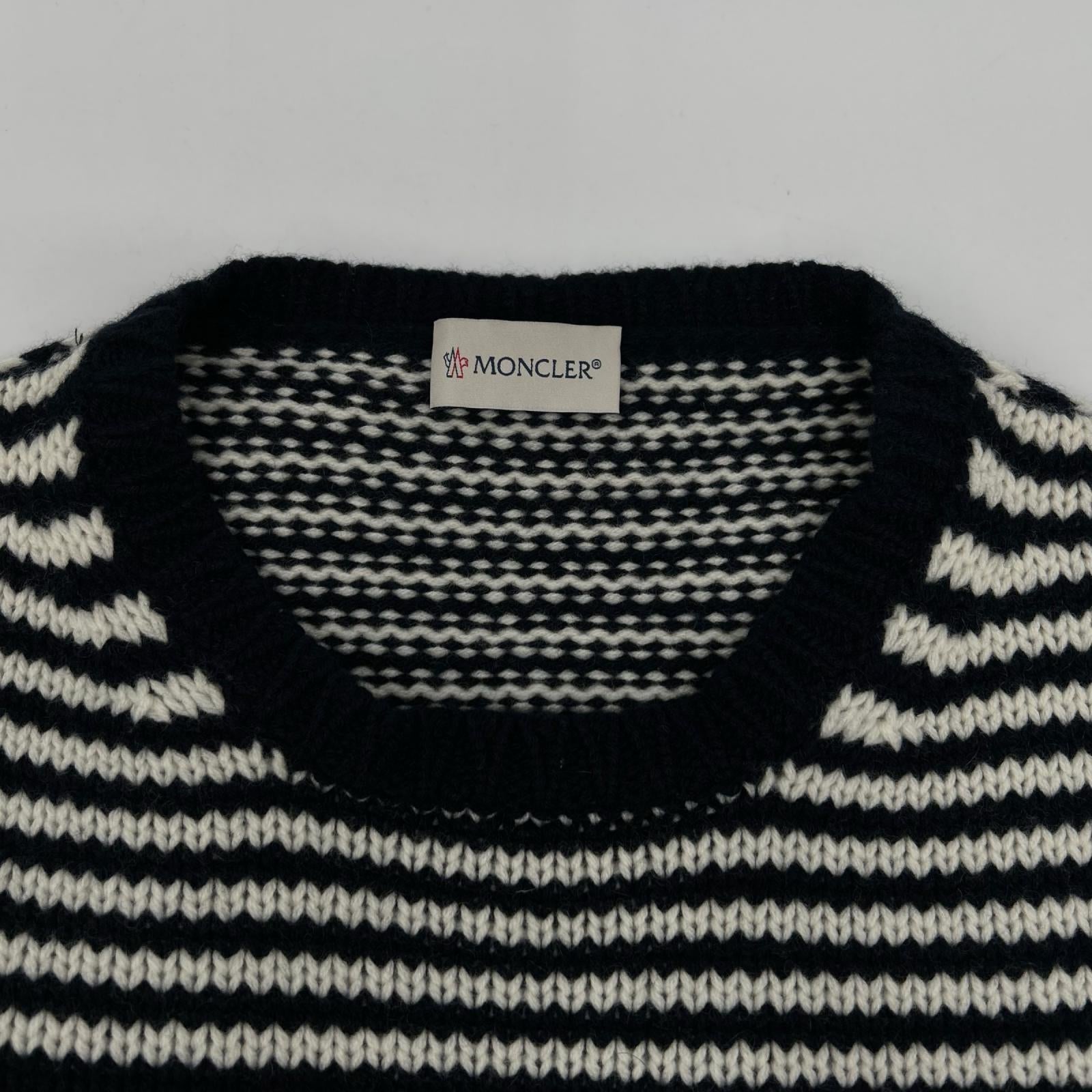 MONCLER モンクレール ネイビー ウールカシミヤ ボーダー MAGLIONE TRICOT セーター トップス