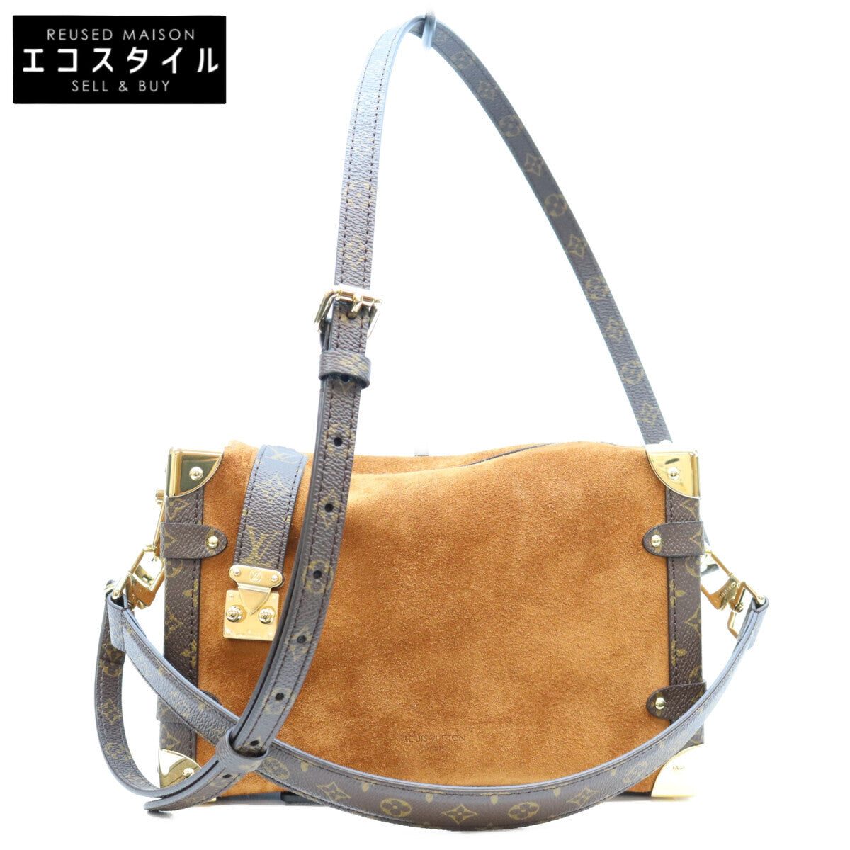LOUIS VUITTON ルイヴィトン M15072 モノグラム スエードカーフレザー タン サイドトランクMM ショルダーバッグ ショルダーバッグ