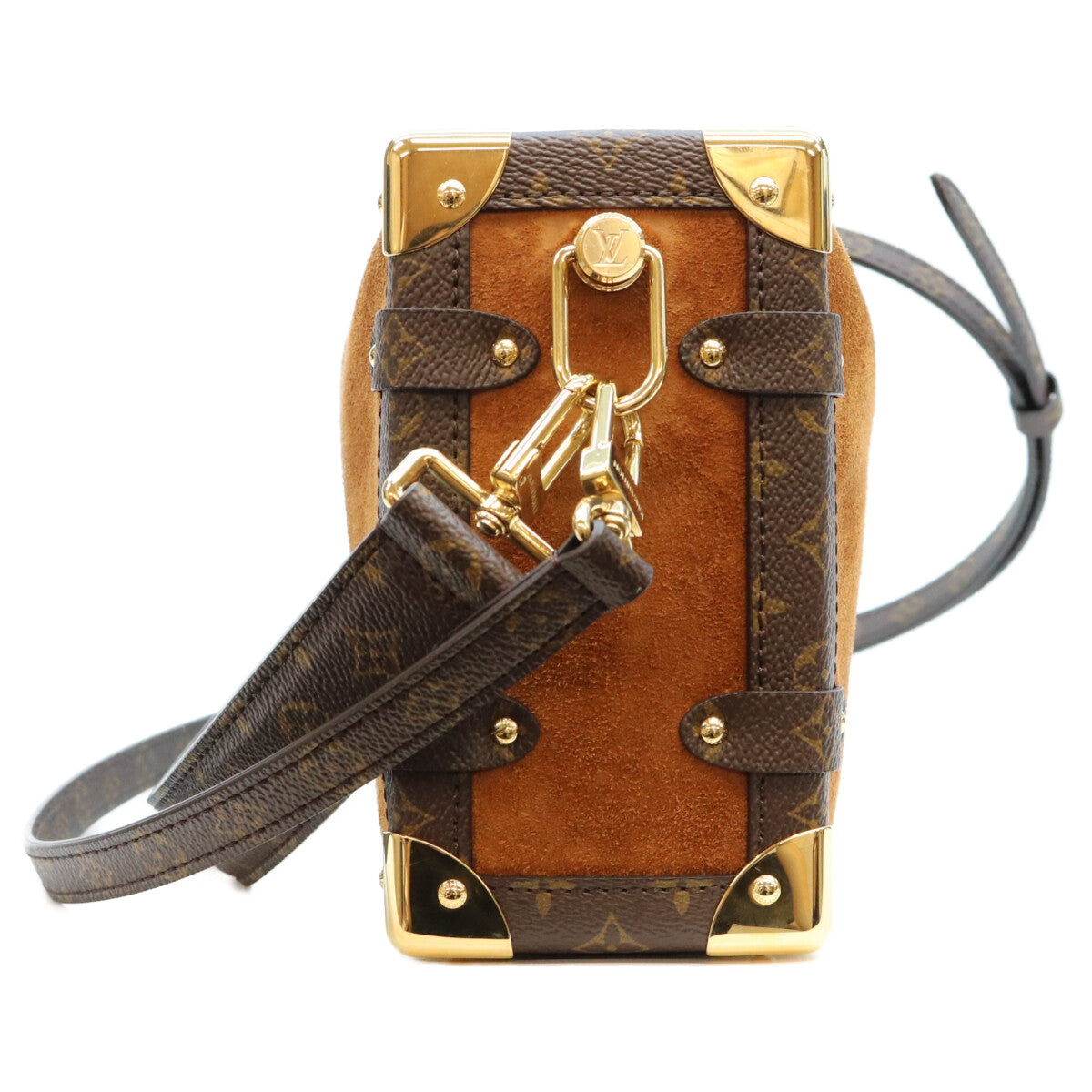 LOUIS VUITTON ルイヴィトン M15072 モノグラム スエードカーフレザー タン サイドトランクMM ショルダーバッグ ショルダーバッグ