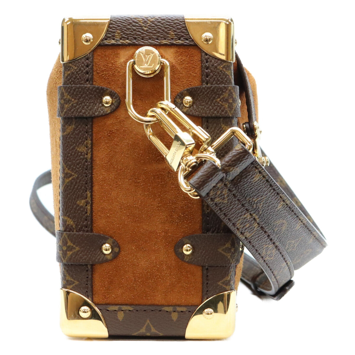 LOUIS VUITTON ルイヴィトン M15072 モノグラム スエードカーフレザー タン サイドトランクMM ショルダーバッグ ショルダーバッグ
