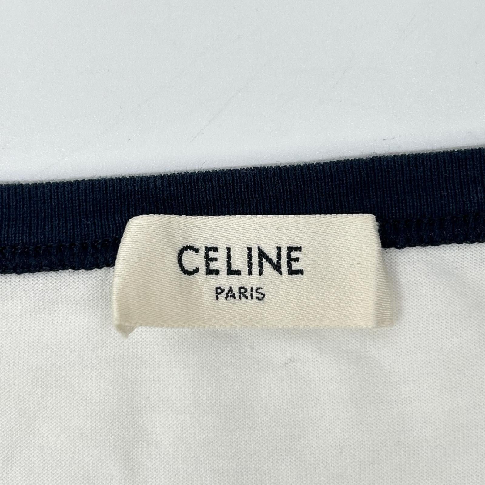 CELINE セリーヌ 2X872671Q ホワイト コットンジャージー ロゴプリント カットソー トップス