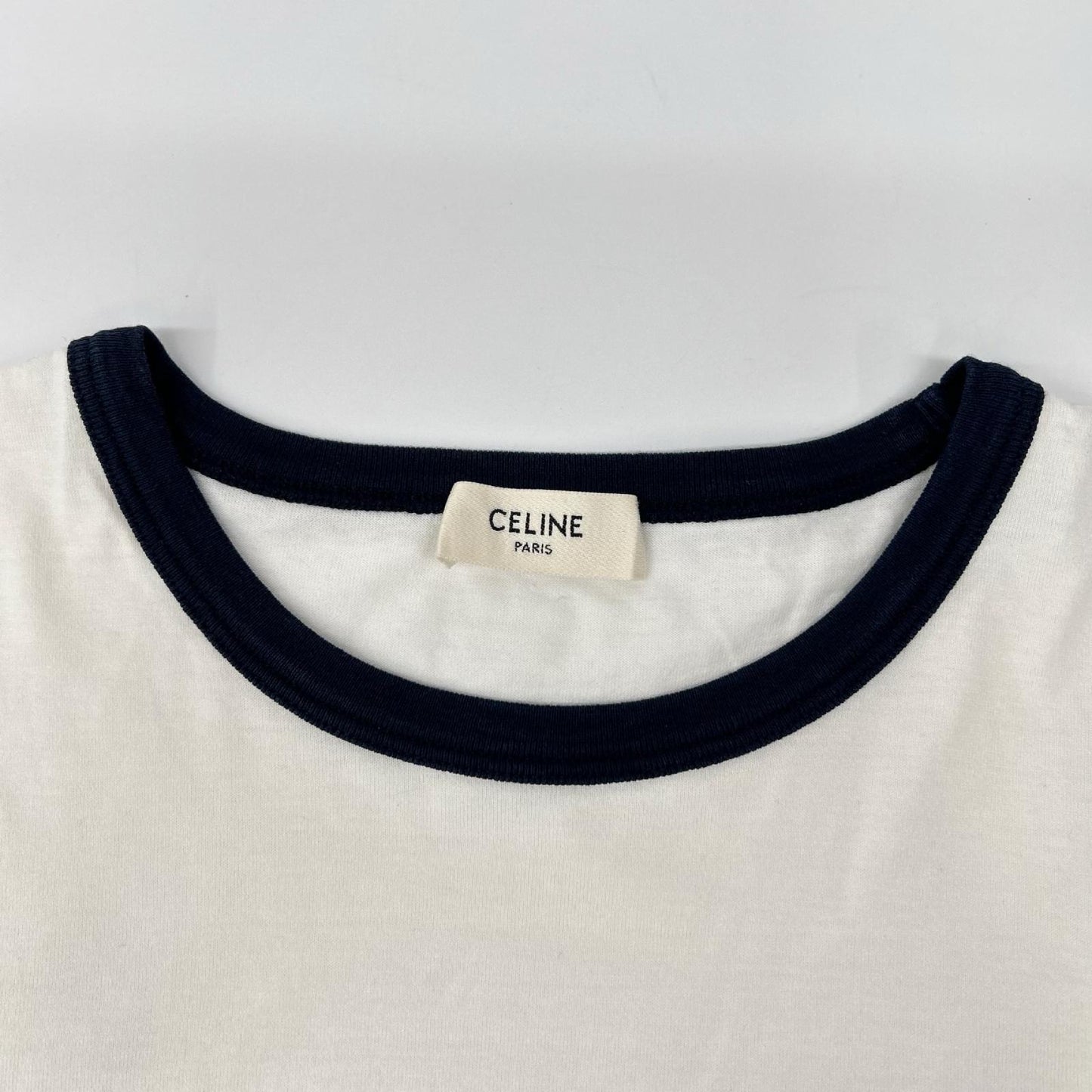 CELINE セリーヌ 2X872671Q ホワイト コットンジャージー ロゴプリント カットソー トップス