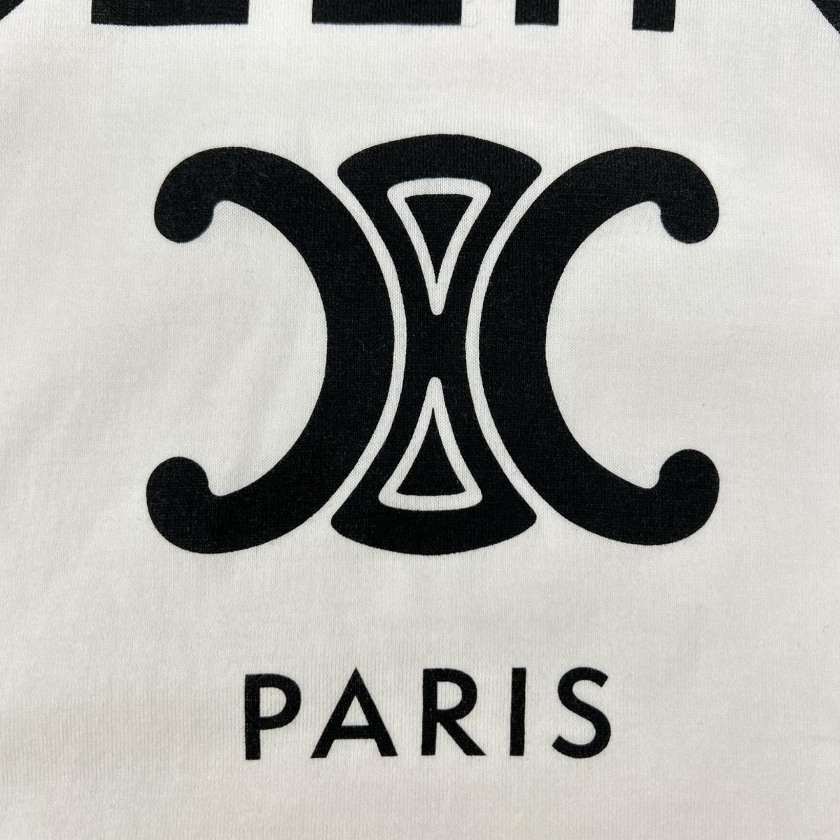 CELINE セリーヌ 2X872671Q White Cotton Jersey Logo-Print Cut-and-Sew Top Tops