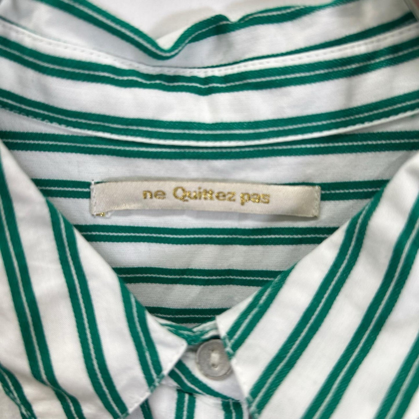 ne quittez pas ヌキテパ グリーン×ホワイト ストライプ柄 シャツワンピ ワンピース