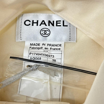CHANEL シャネル 01P P17494V06973 ベージュ シルク ノースリーブブラウス トップス
