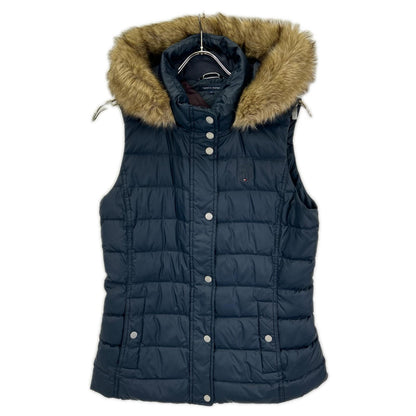 TOMMYHILFIGER トミーヒルフィガー ネイビー サークルロゴ ファー付き ダウンベスト ベスト