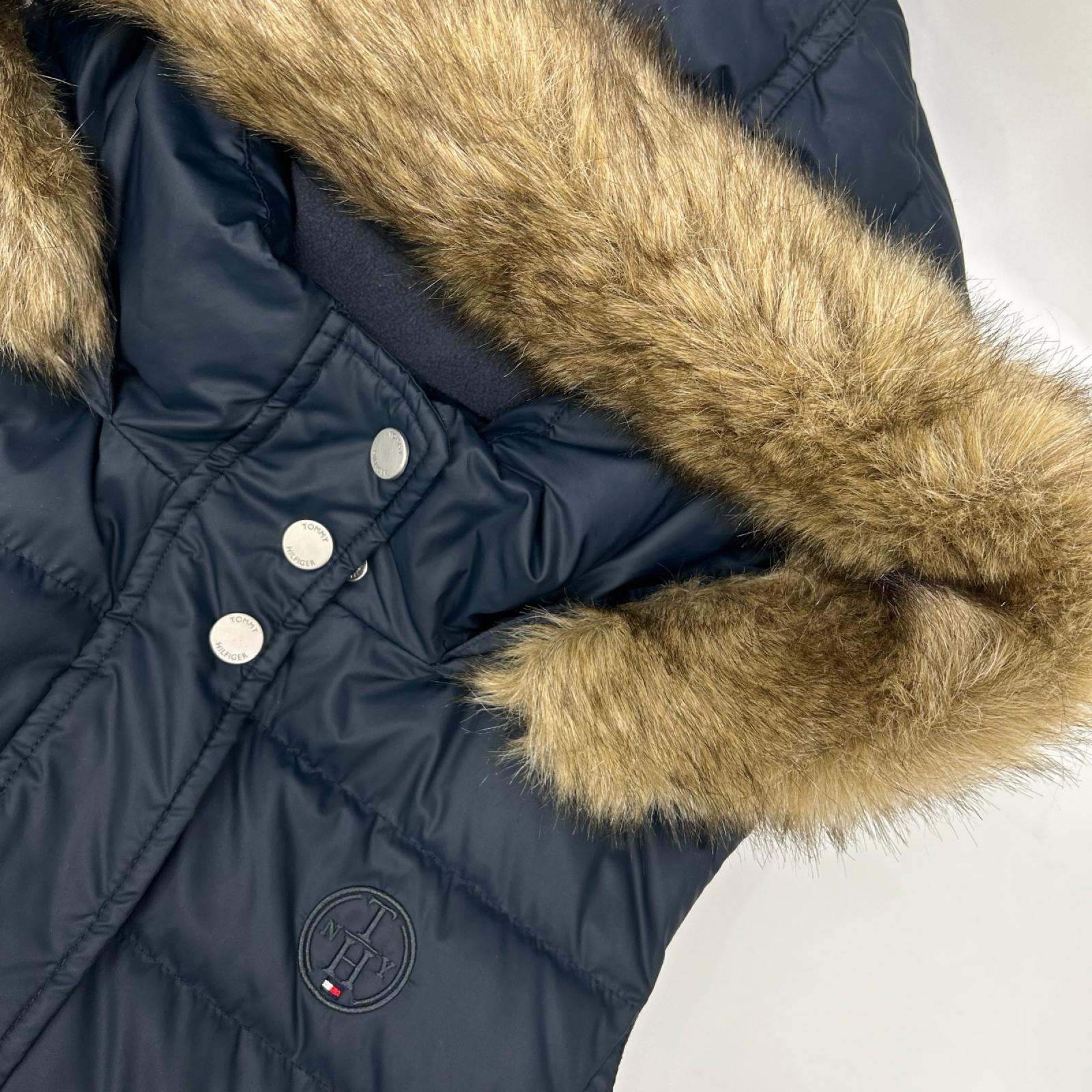 TOMMYHILFIGER トミーヒルフィガー ネイビー サークルロゴ ファー付き ダウンベスト ベスト