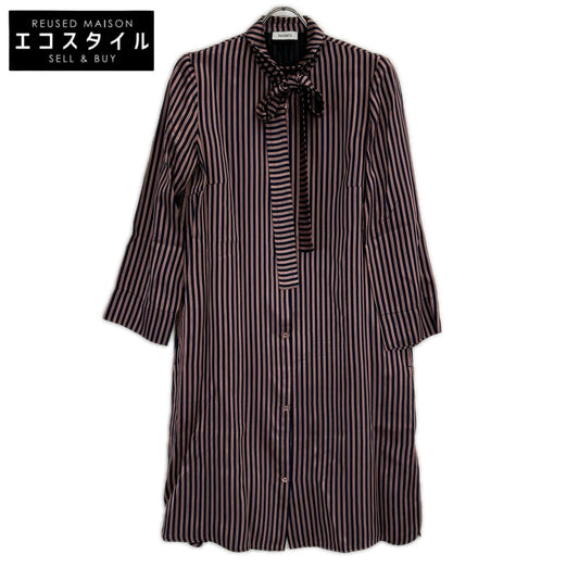 MAX&CO. マックス&コー 72210317 ネイビー×ピンク ボウタイ シャツワンピース ワンピース