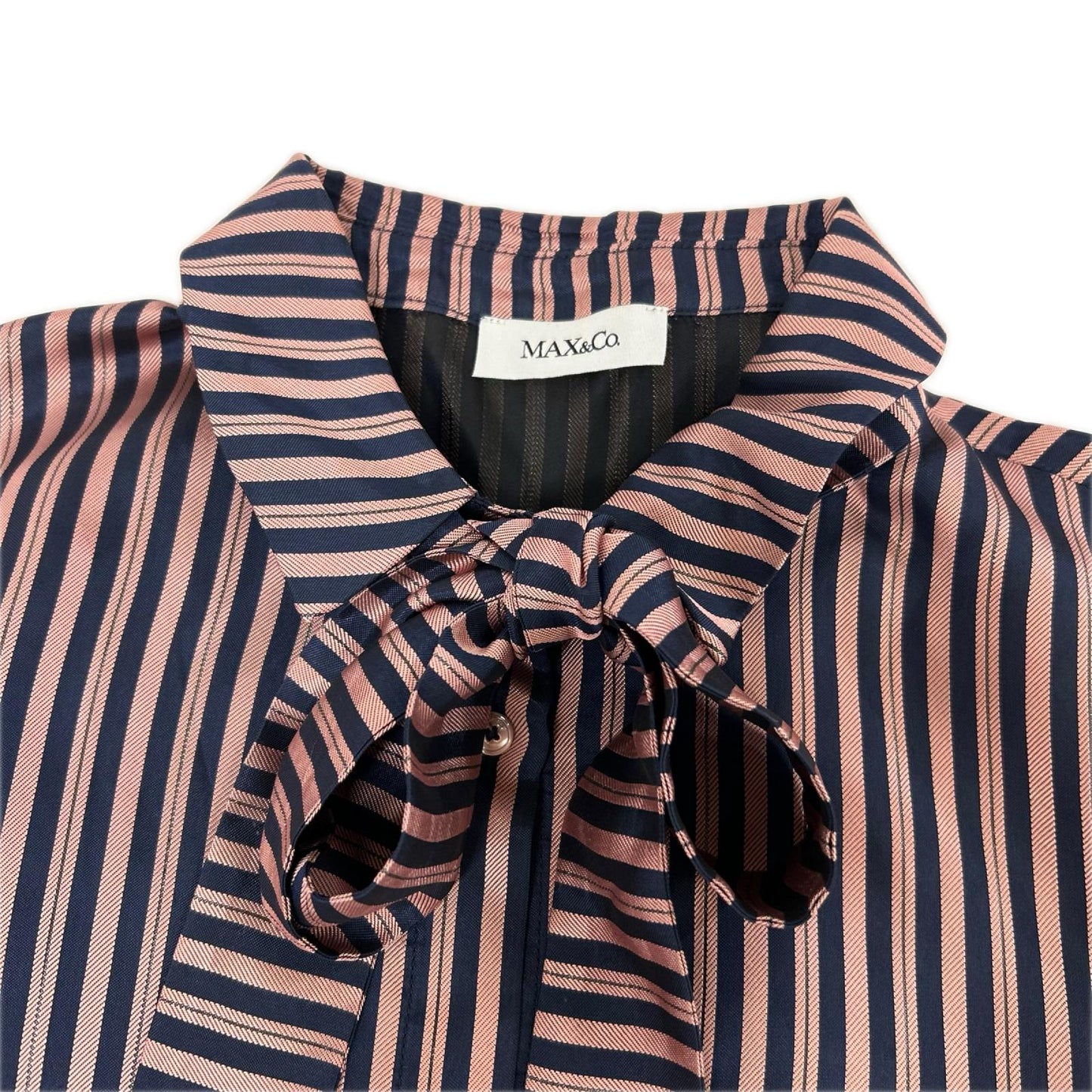 MAX&CO. マックス&コー 72210317 ネイビー×ピンク ボウタイ シャツワンピース ワンピース