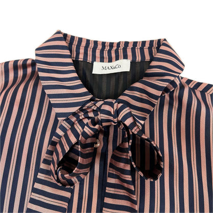 MAX&CO. マックス&コー 72210317 ネイビー×ピンク ボウタイ シャツワンピース ワンピース