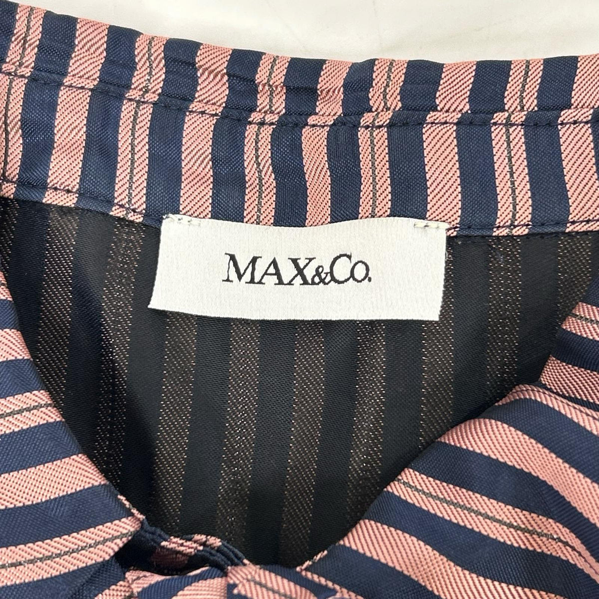 MAX&CO. マックス&コー 72210317 ネイビー×ピンク ボウタイ シャツワンピース ワンピース