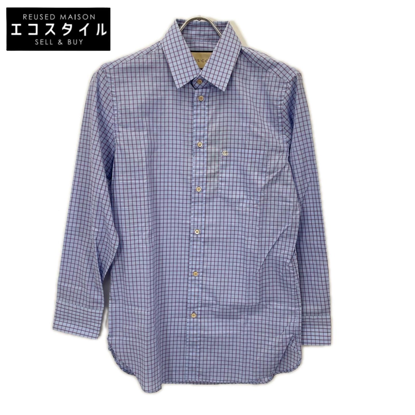 GUCCI グッチ 654926 ブルー チェック GGマーモント L/Sシャツ トップス