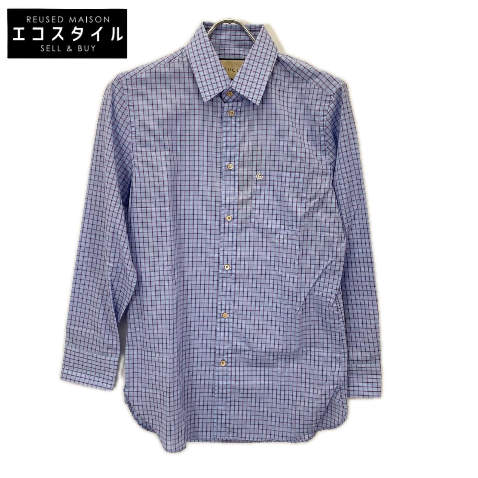 GUCCI グッチ 654926 ブルー チェック GGマーモント L/Sシャツ トップス