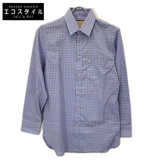GUCCI グッチ 654926 ブルー チェック GGマーモント L/Sシャツ トップス