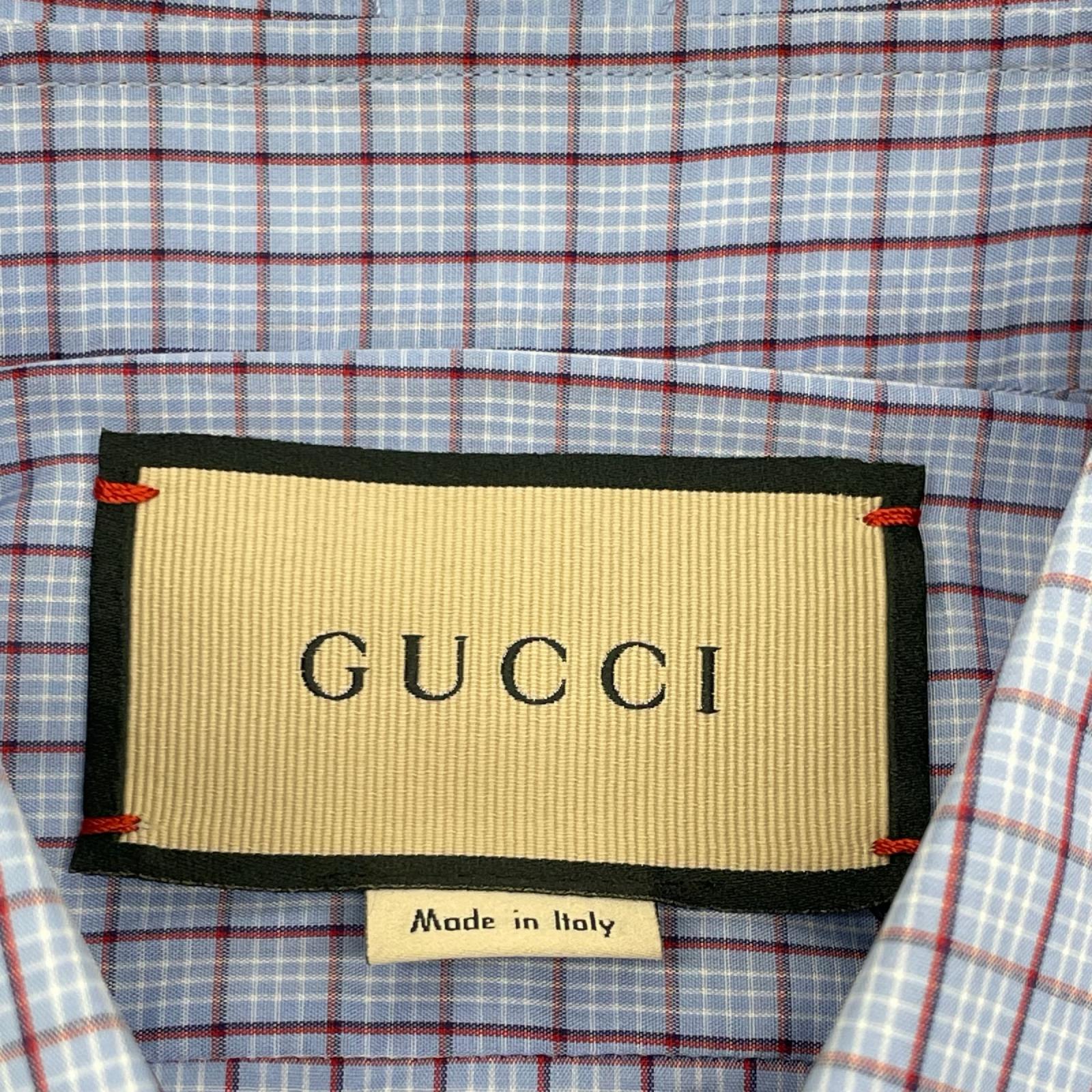 GUCCI グッチ 654926 ブルー チェック GGマーモント L/Sシャツ トップス