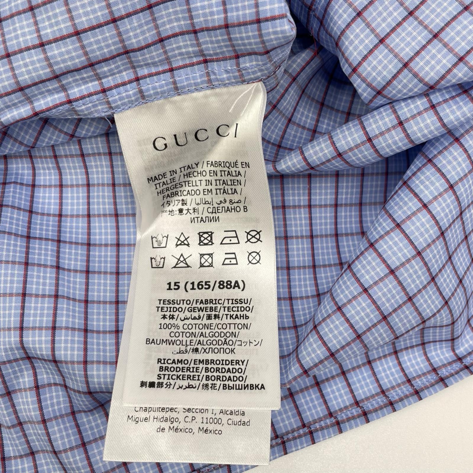 GUCCI グッチ 654926 ブルー チェック GGマーモント L/Sシャツ トップス